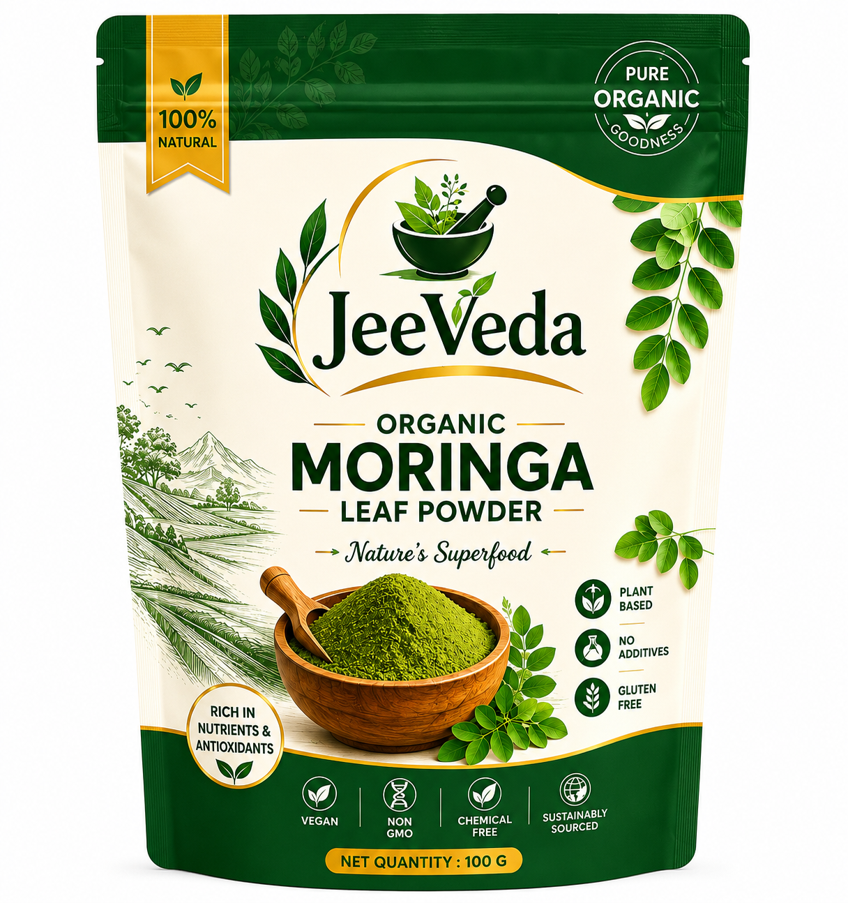 JeeVeda Organic Moringa Leaf Powder