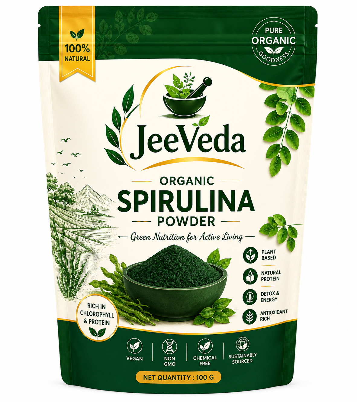 JeeVeda Organic Spirulina Powder